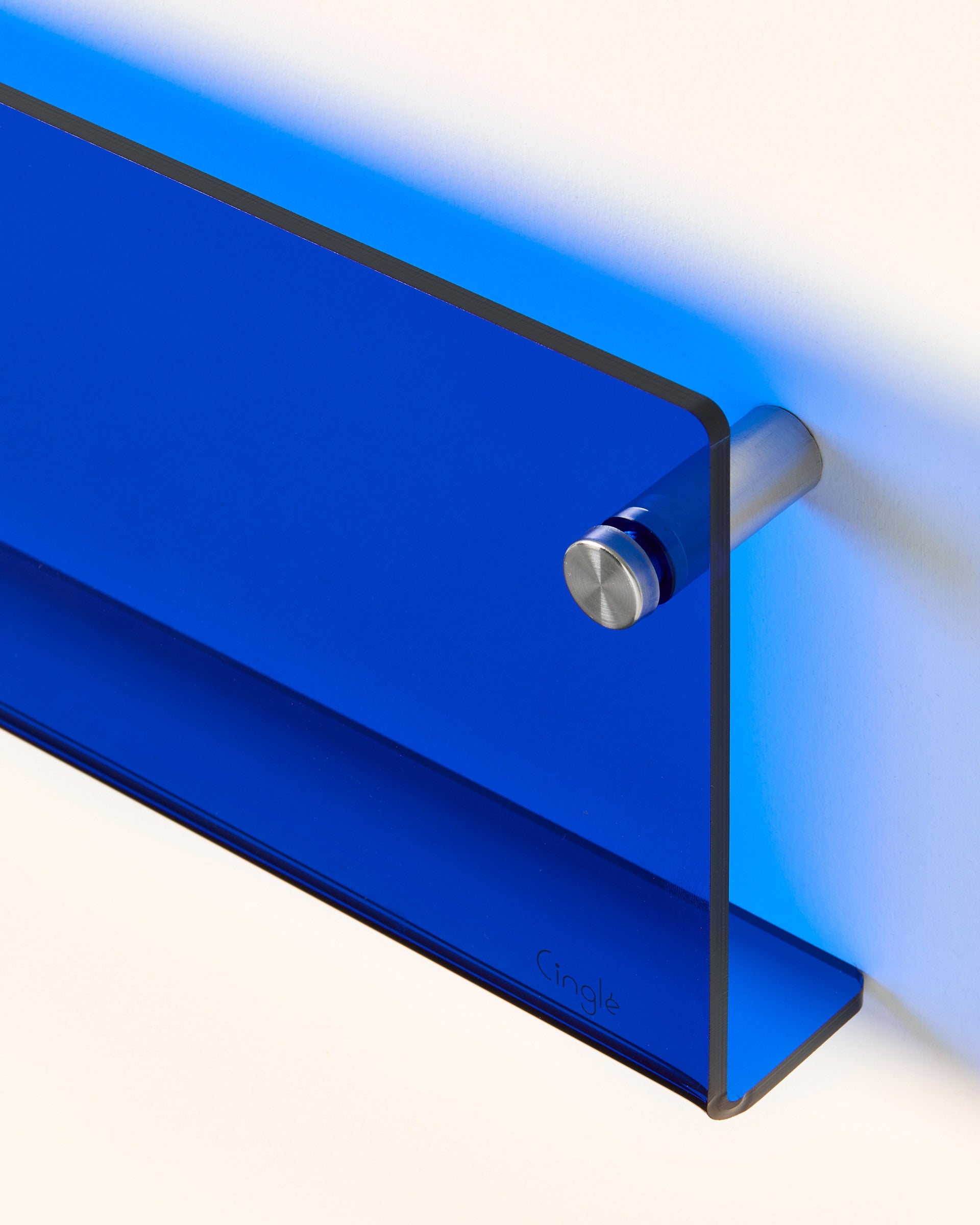 Porte-livres mural en acrylique bleu