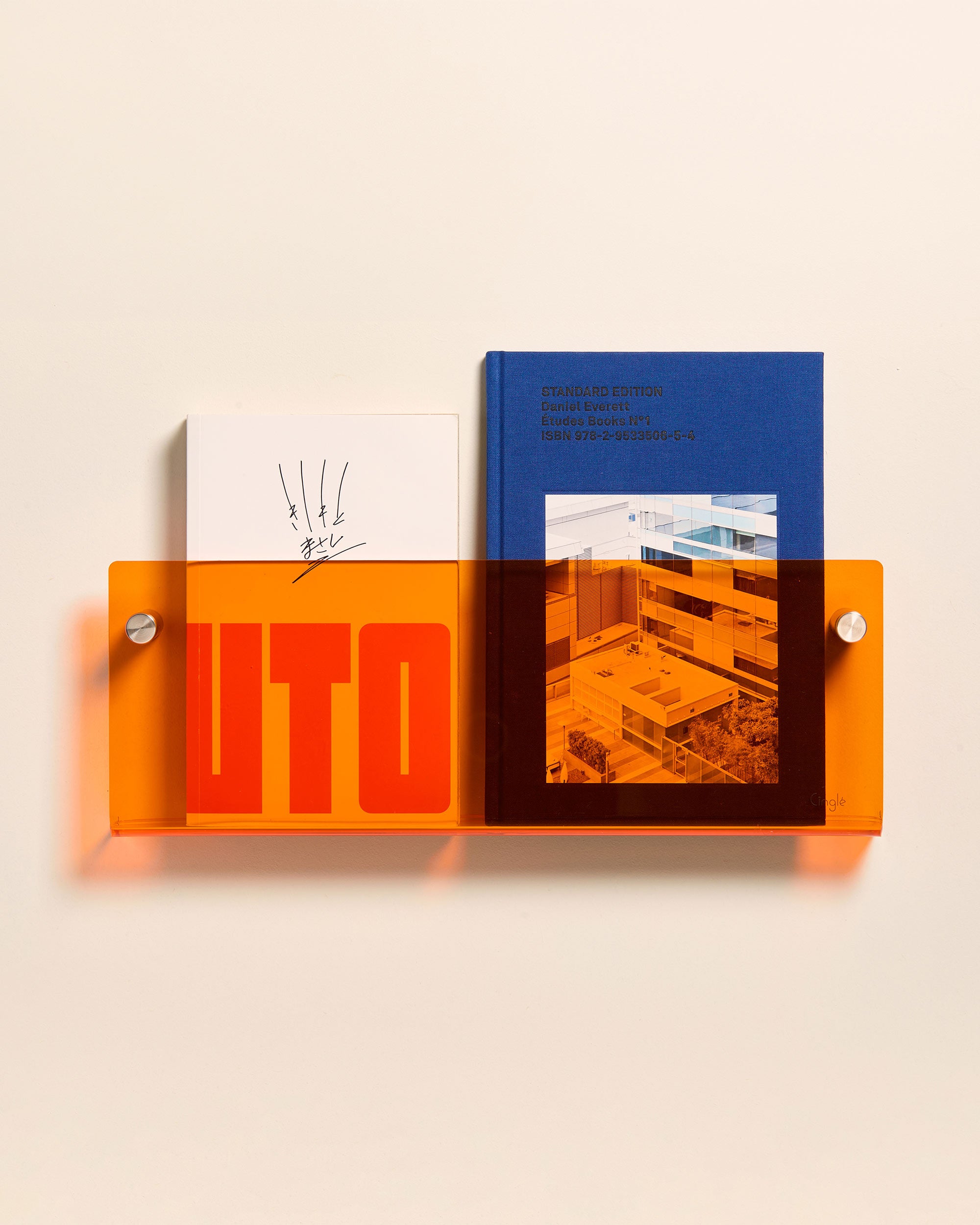 Porte-livres mural en acrylique orange