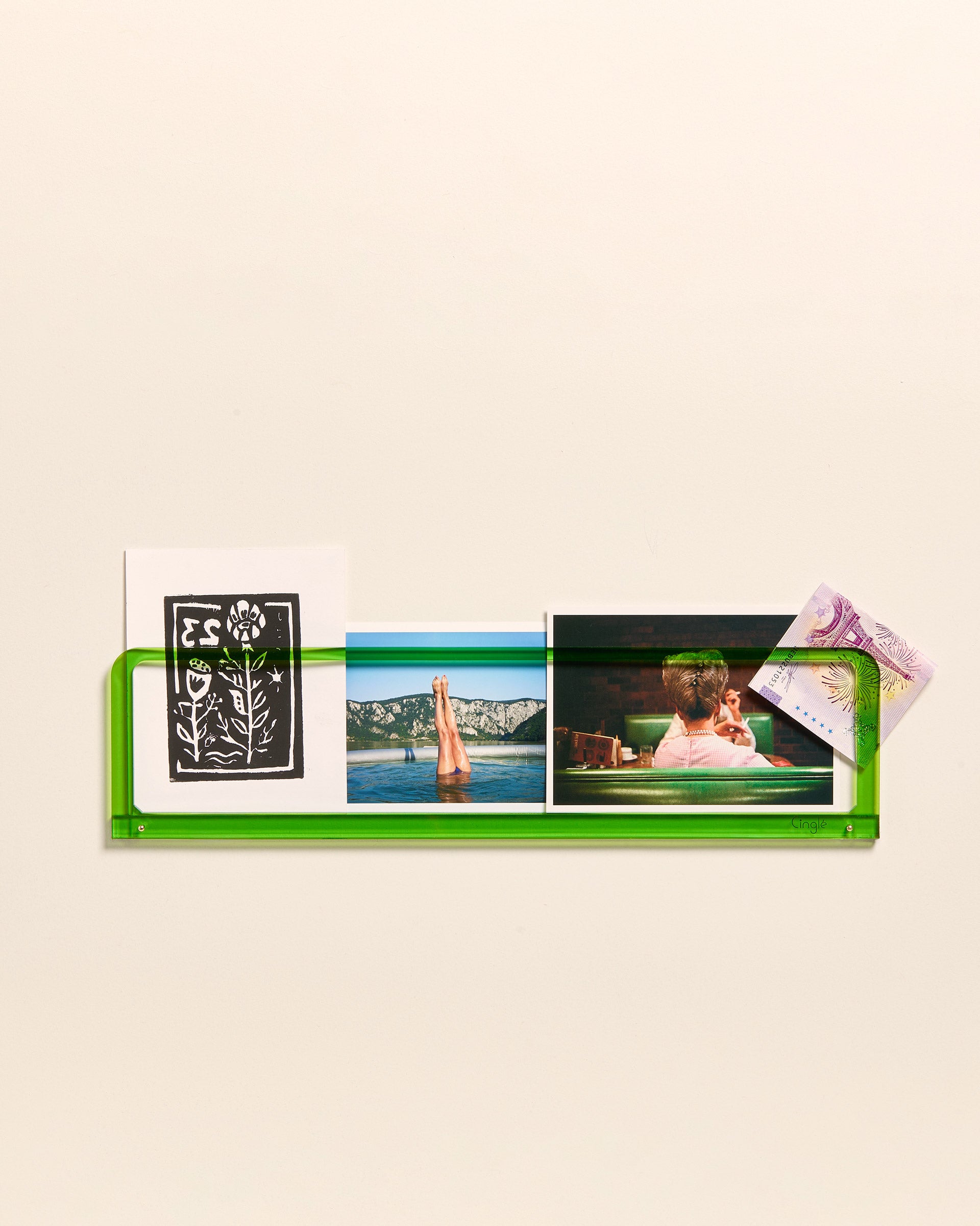 Porte-photos mural en acrylique vert