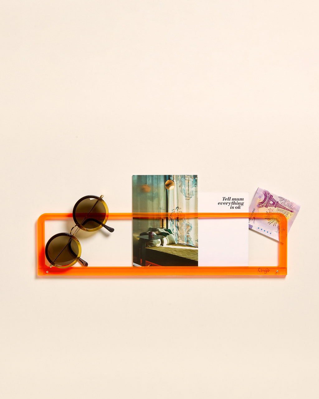Porte-photos mural en acrylique orange