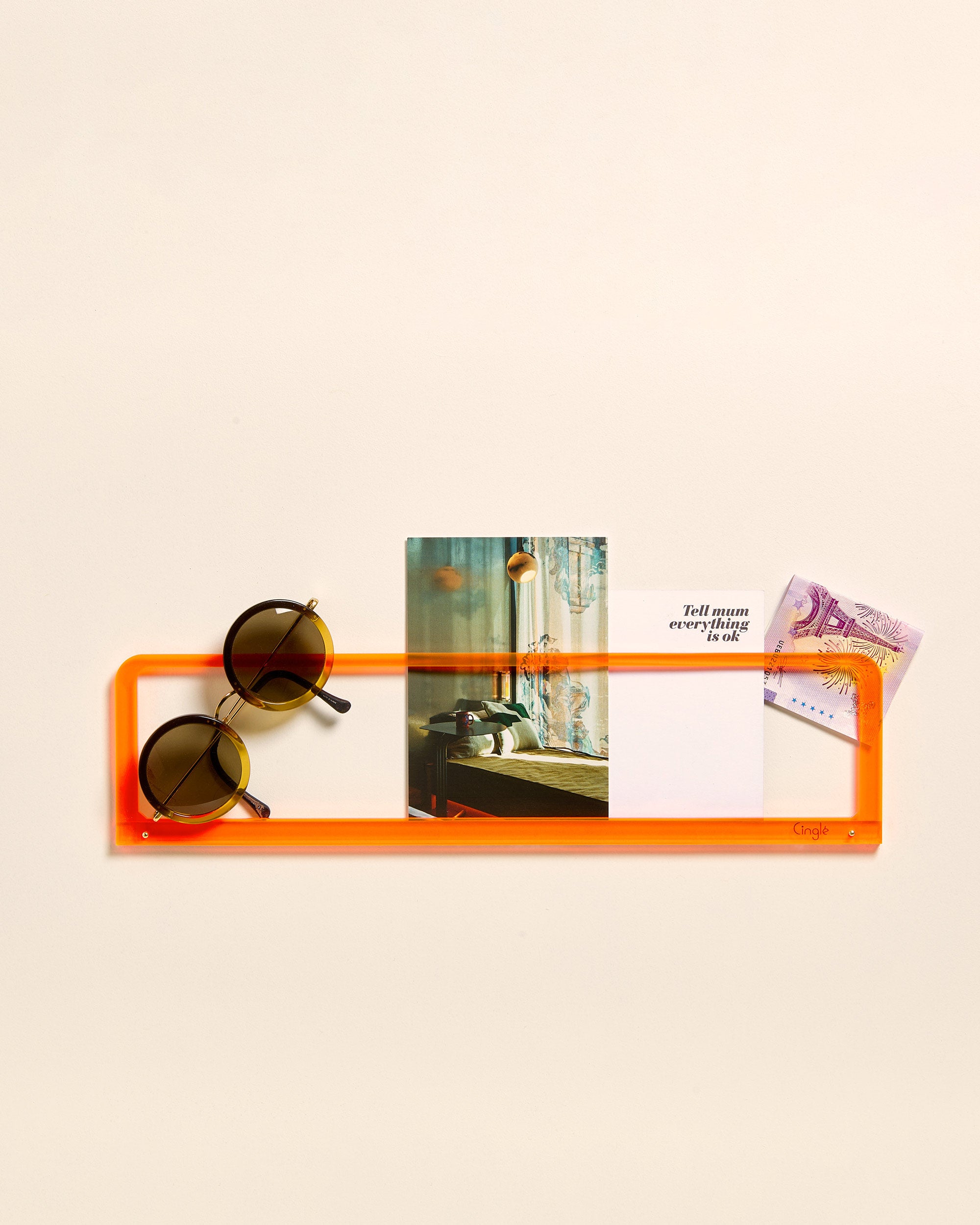 Porte-photos mural en acrylique orange